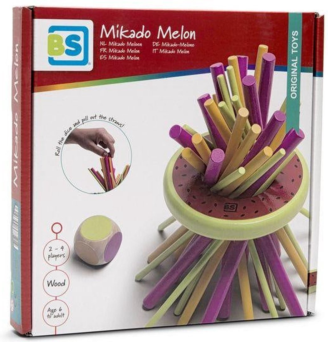 BS Toys mikado meloen houten spel, 31dlg.