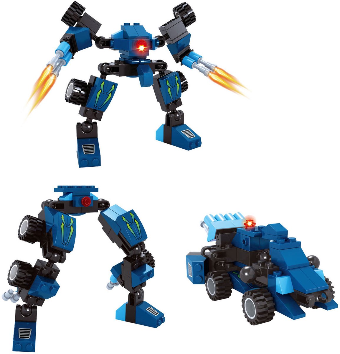 Lobbes Speelgoed BV Lobbes bouwset transformeerbare robot titan blauw 71-delig speelgoed.
