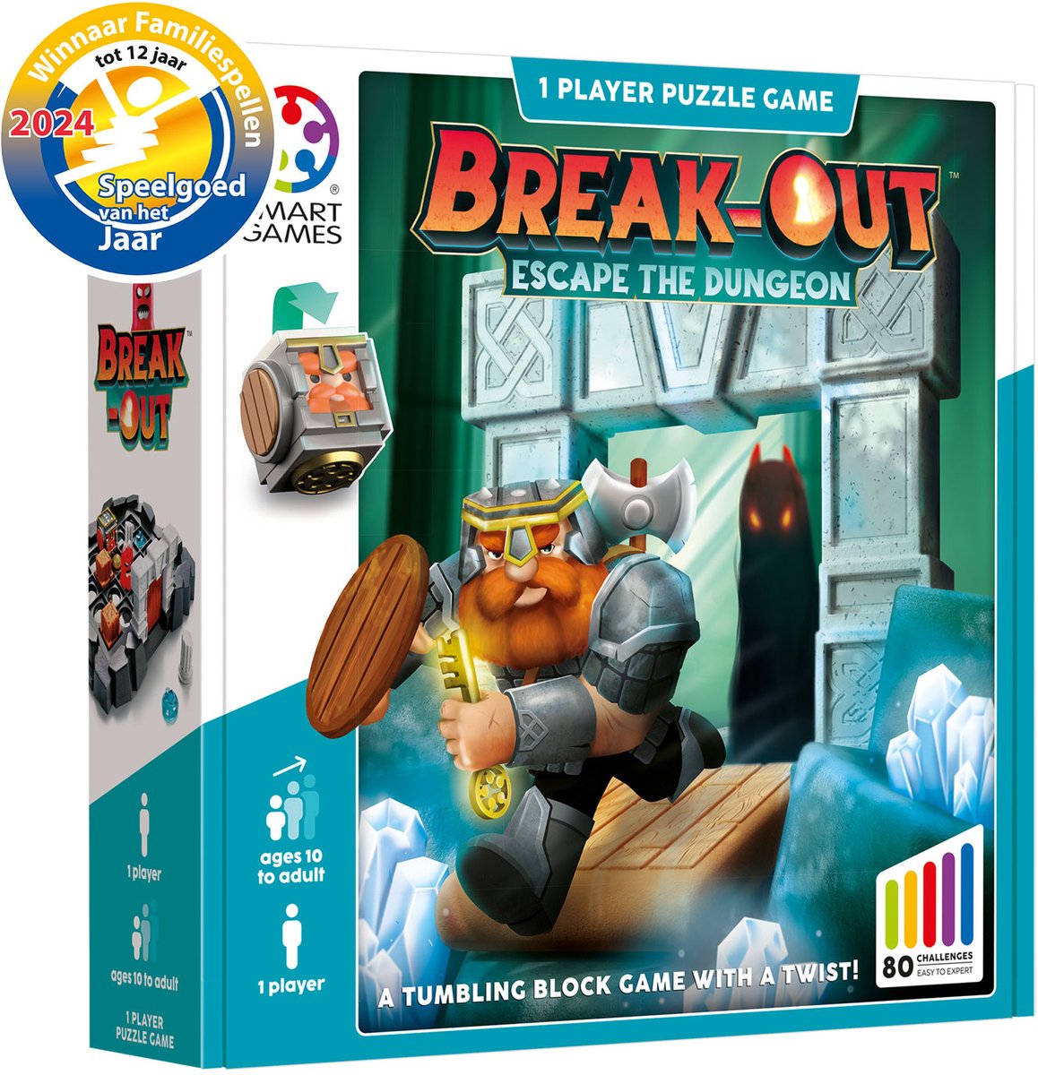 SmartGames breakout - logisch denkspel - 80 avontuurlijke kerkeruitdagingen - educatief solospel - vanaf 10 jaar