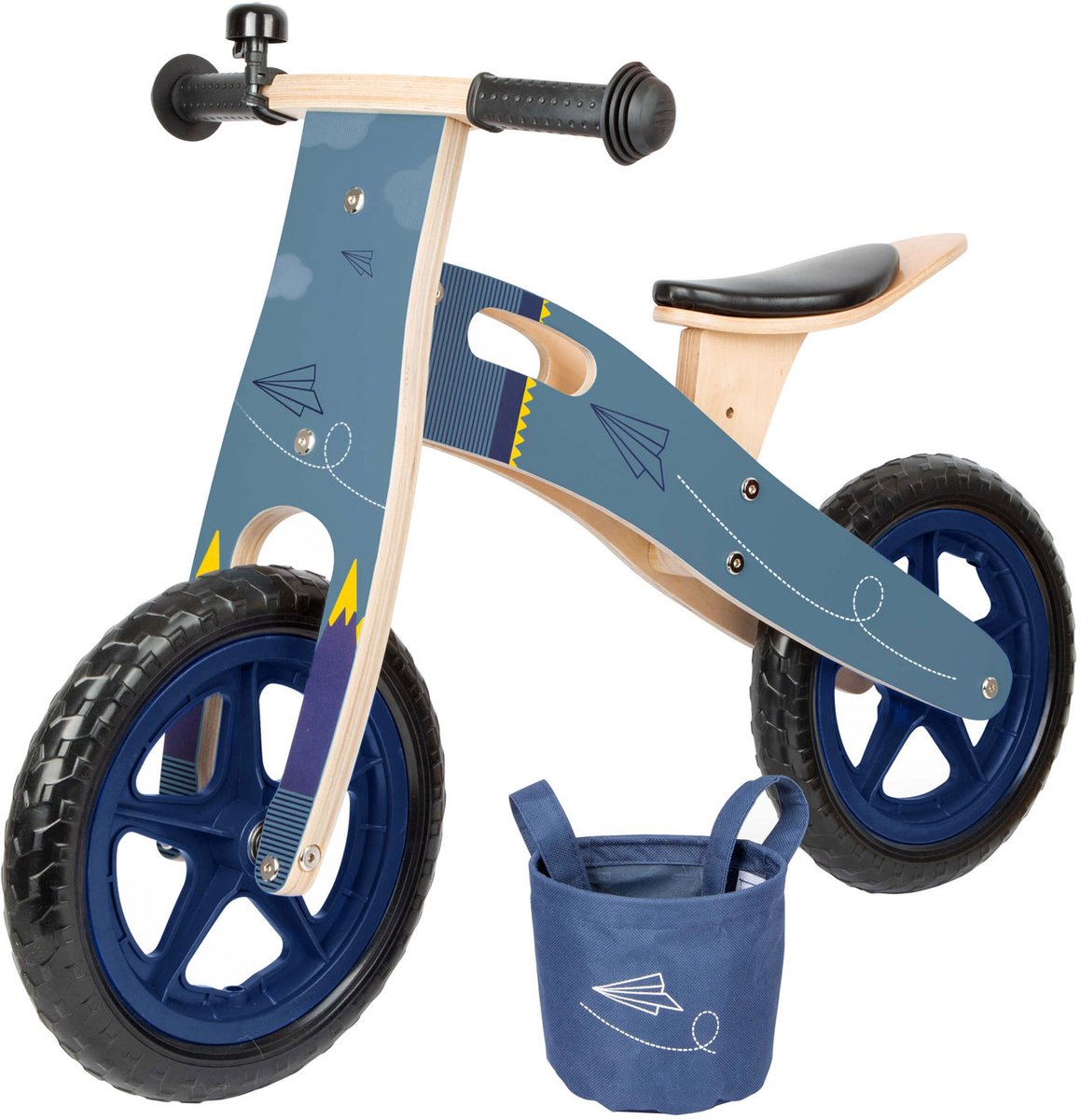 Small Foot - houten loopfiets vliegtuig blauw