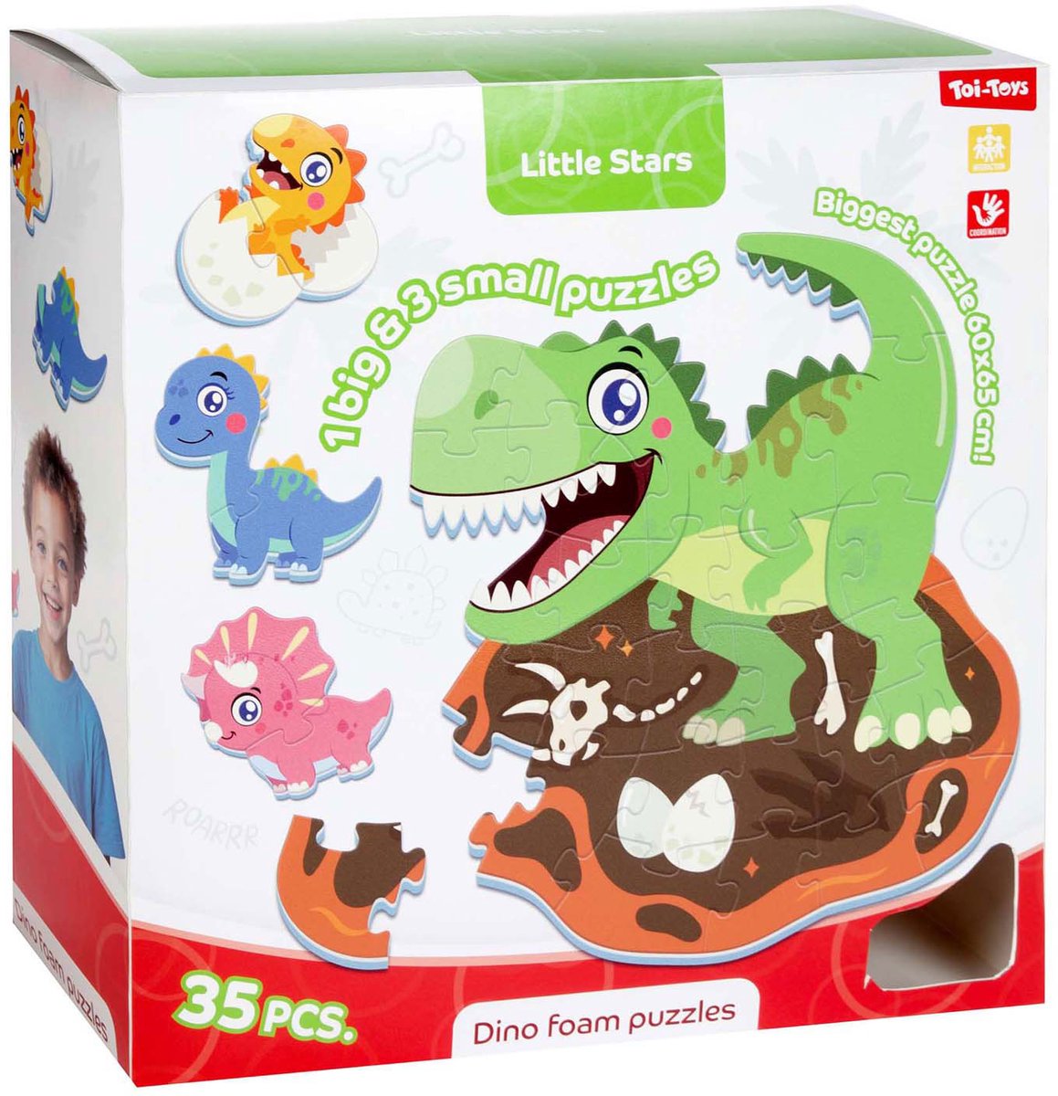 Toi-Toys Little stars foam vloerpuzzel dino, 36st.