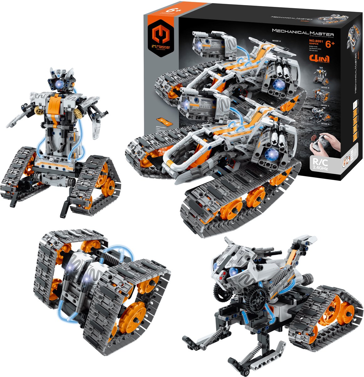 Gear2Play Im.master - 4 in 1 r c robotmodellen - robot tank auto motor constructiespeelset - op afstand bestuurbaar - app programmeerbaar