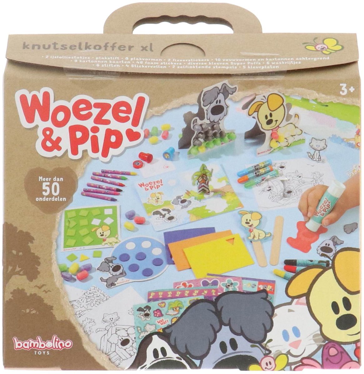 Bambolino Woezel pip xl knutselkoffer met knutselbenodigheden, creatief speelgoed jongens en meisjes - junior vanaf 3 jaar - toys - knutselbox knutselpakket cadeau tip