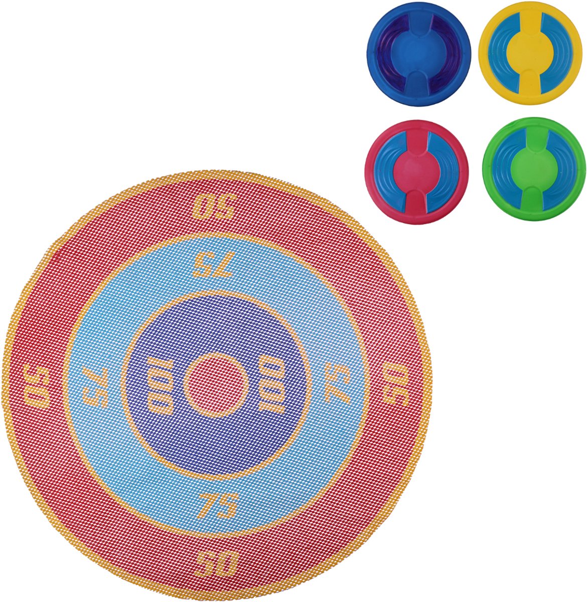 Eddy Toys werpspel 5-delig - zwembad speelgoed kinderen - drijvend doelspel met schijven - spel voor water en tuin - diameter 65cm - multicolor