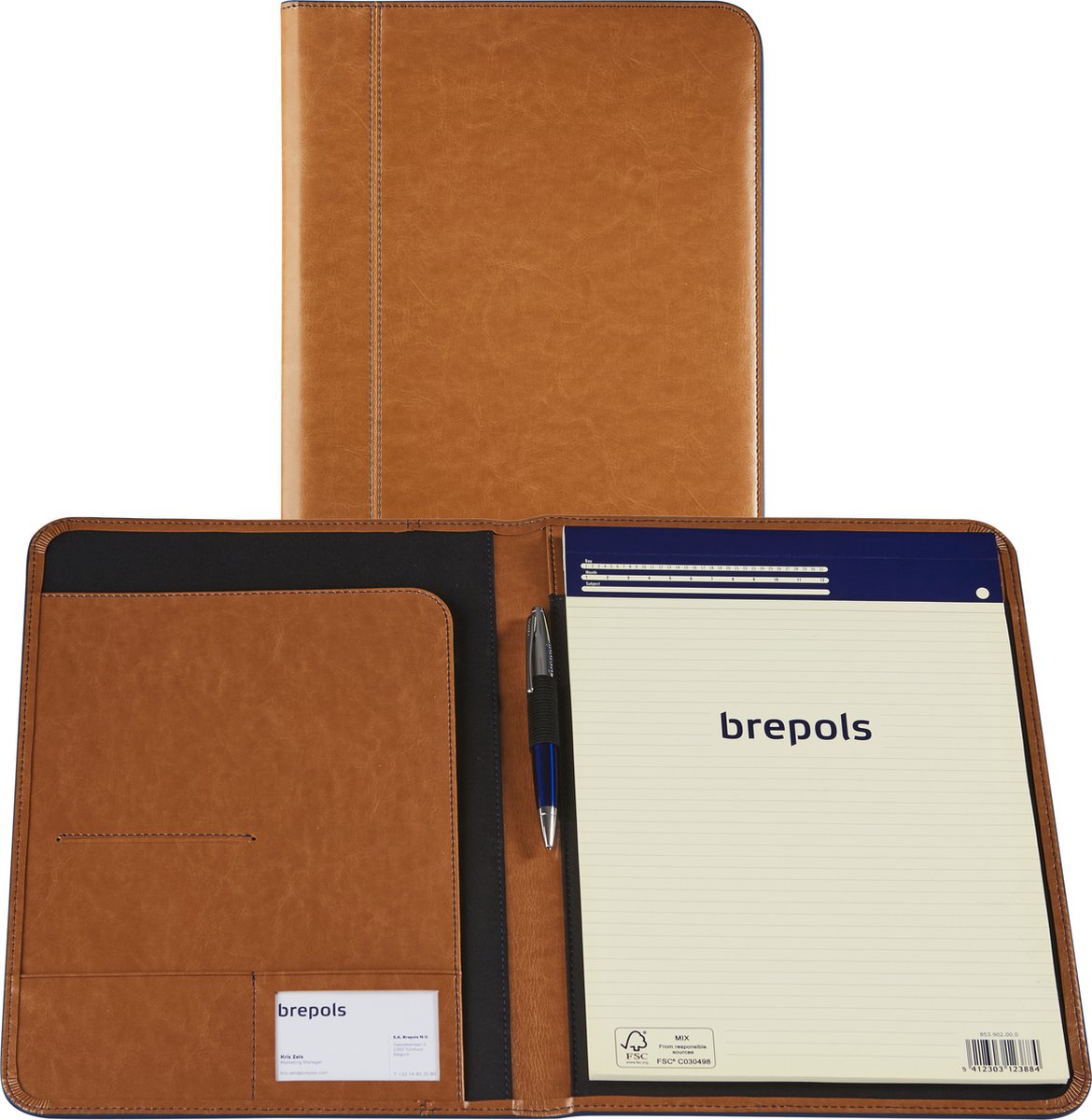 Brepols Schrijfmap palermo a4 + blok lichtbruin - camel