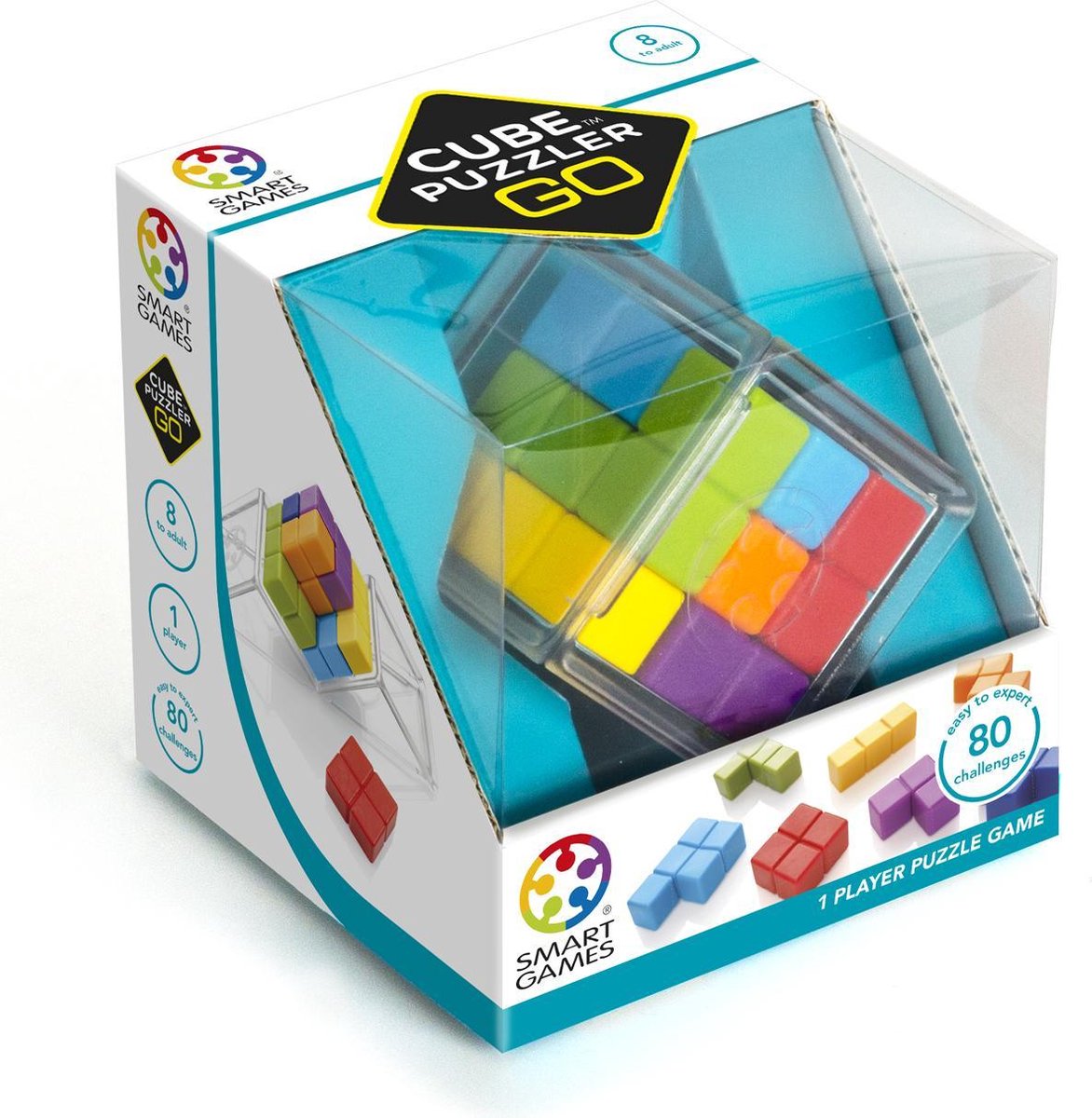 SmartGames cube puzzler go - 3d logisch denkspel - 80 educatieve kubus uitdagingen - iq breinbreker compact reisspel - vanaf 8 jaar