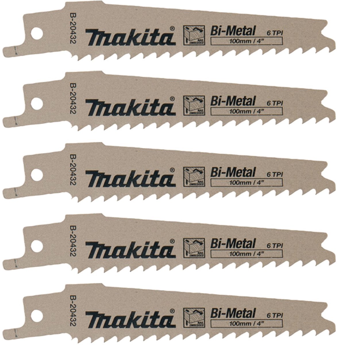 Makita 5 x reciprozaagblad bim 100 6z - b-20432