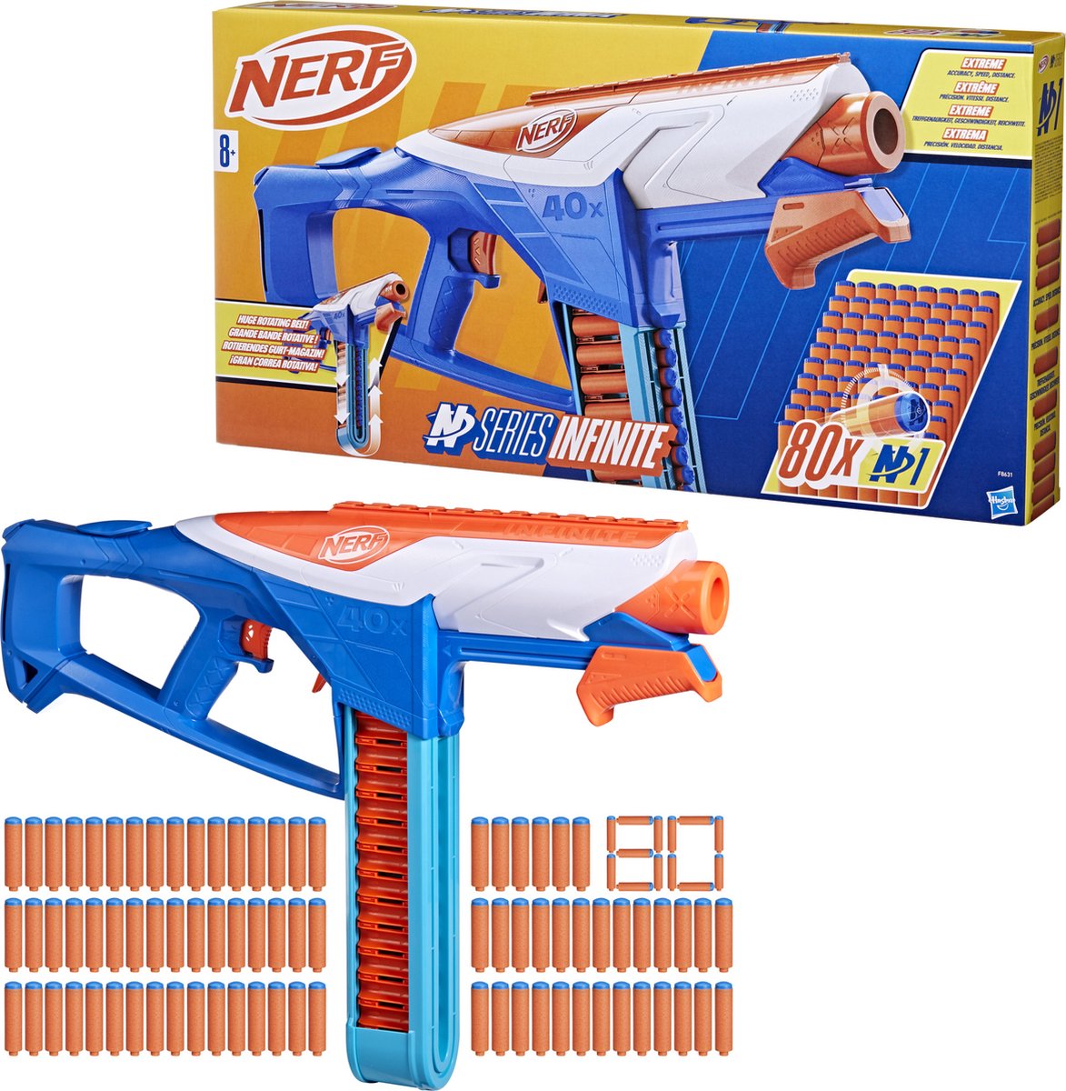 NERF n series infinite - speelgoedblaster - inclusief 80 officiële n1 darts