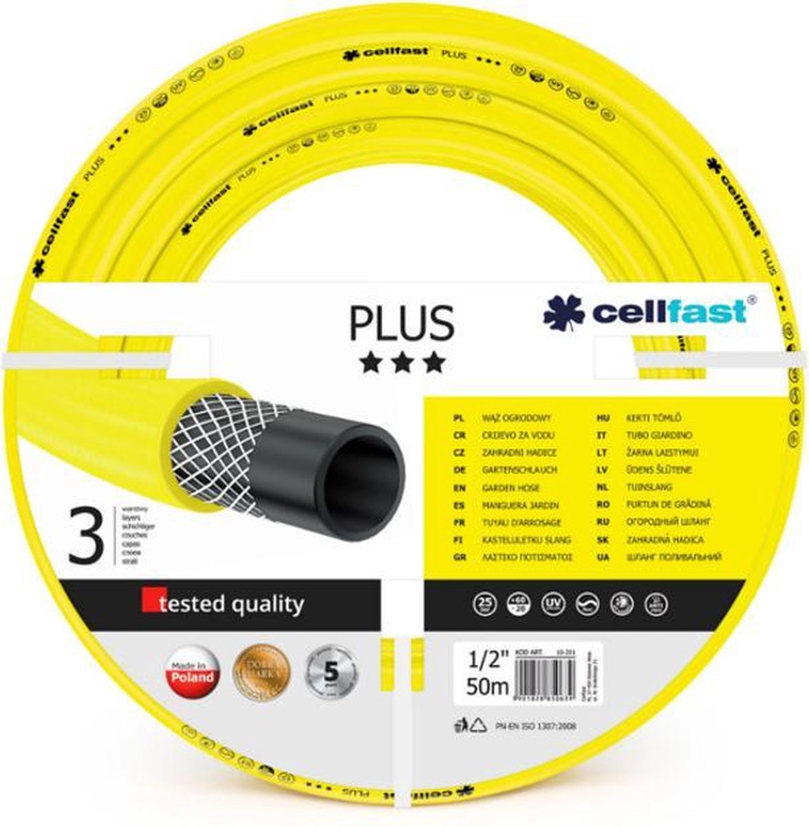 Cellfast Tuinslang plus 1 2 50 m drielaags slang