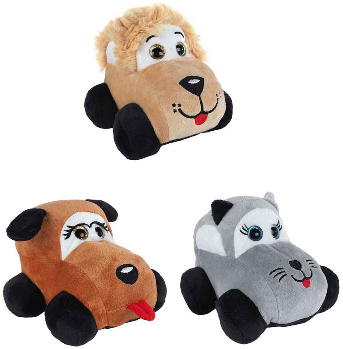 Mini Club Pluche dier auto knuffel speelgoed 15cm multi kleuren.