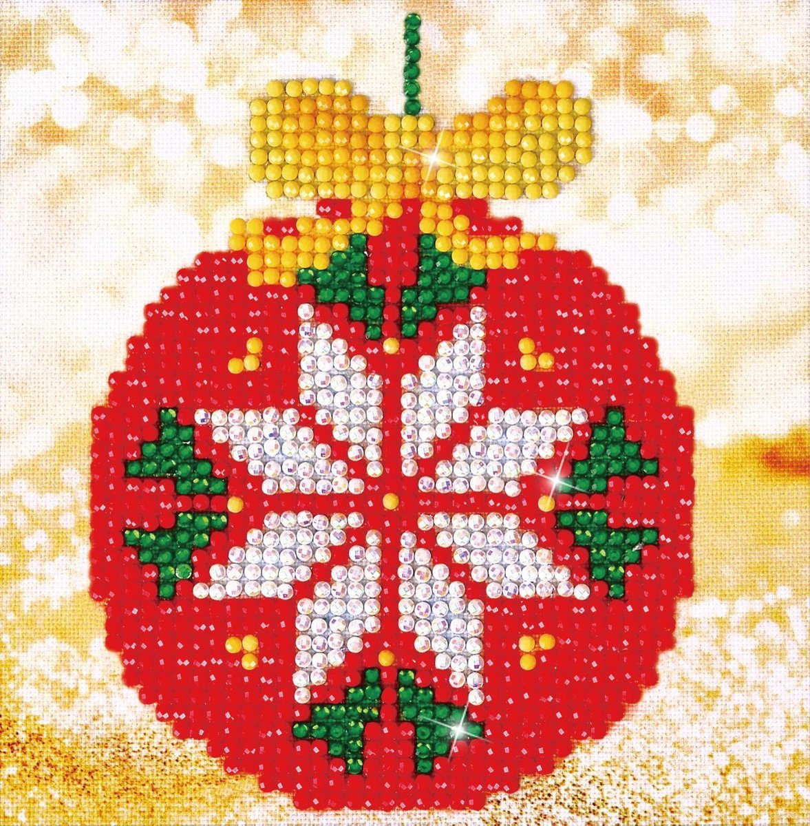 DIAMOND DOTZ® Diamond dotz dd2.021, originele 5d diamond painting set red bauble picture, knutselpakket met 1.123 ronde steentjes, dotz voor volwassenen, hobbypakket ca. 13x13 cm voor kinderen vanaf 8 jaar