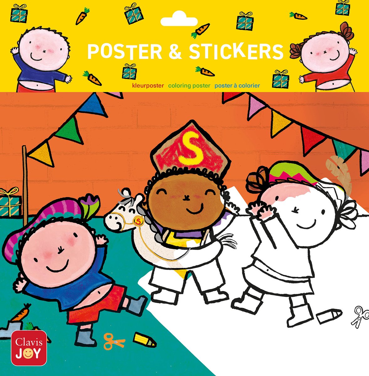 Clavis Joy Kleurposter karel en kaatje spelen sinterklaas