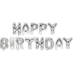 Ballon PAPSTAR Happy Birthday PET-folie Zilver