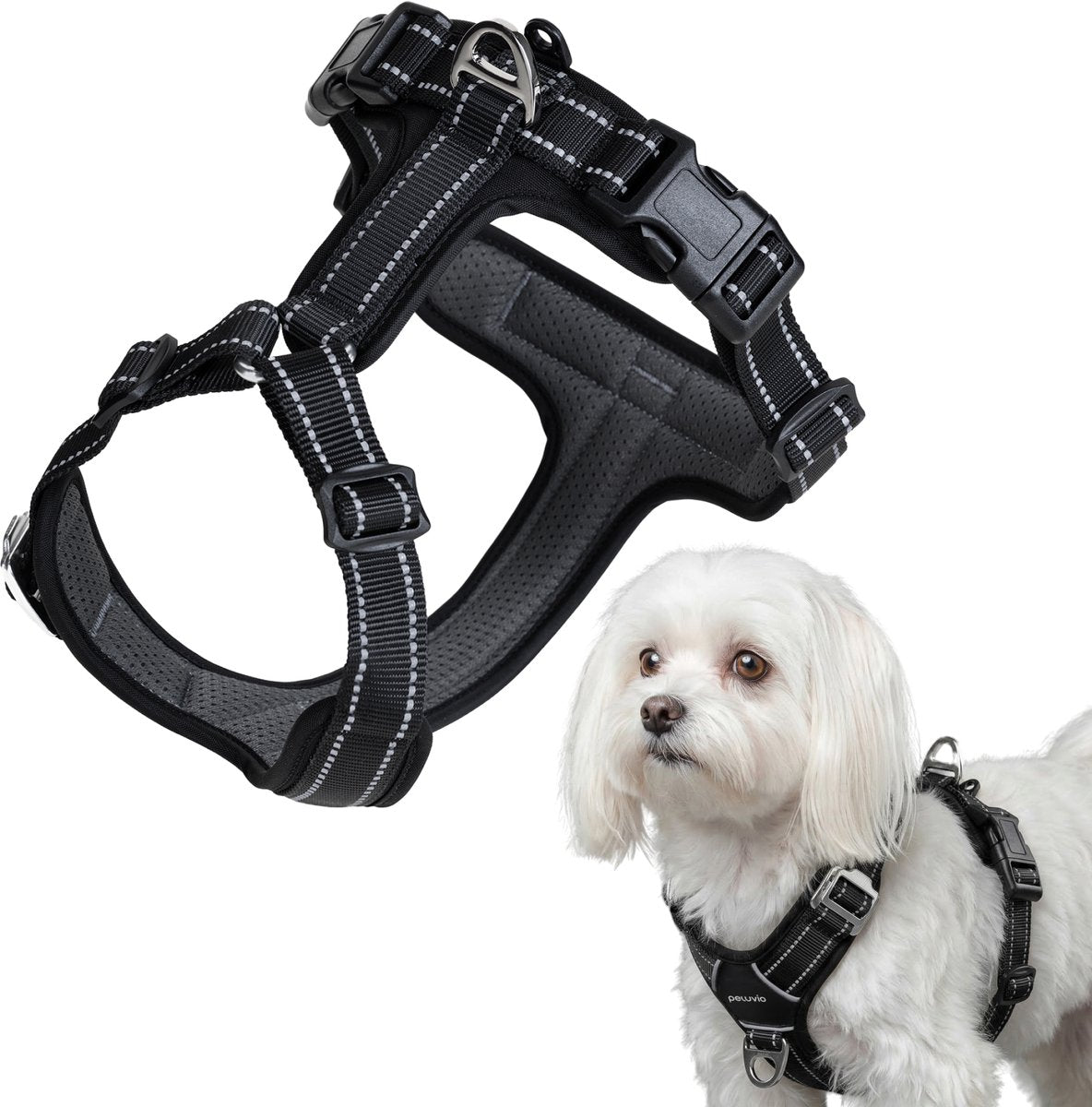PELUVIO mate – hondentuig met reflectie - maat xs – duurzaam nylon – ergonomisch guard tuig – antiroest gespen – sneldrogend weerbestendig – comfort controle voor actieve honden