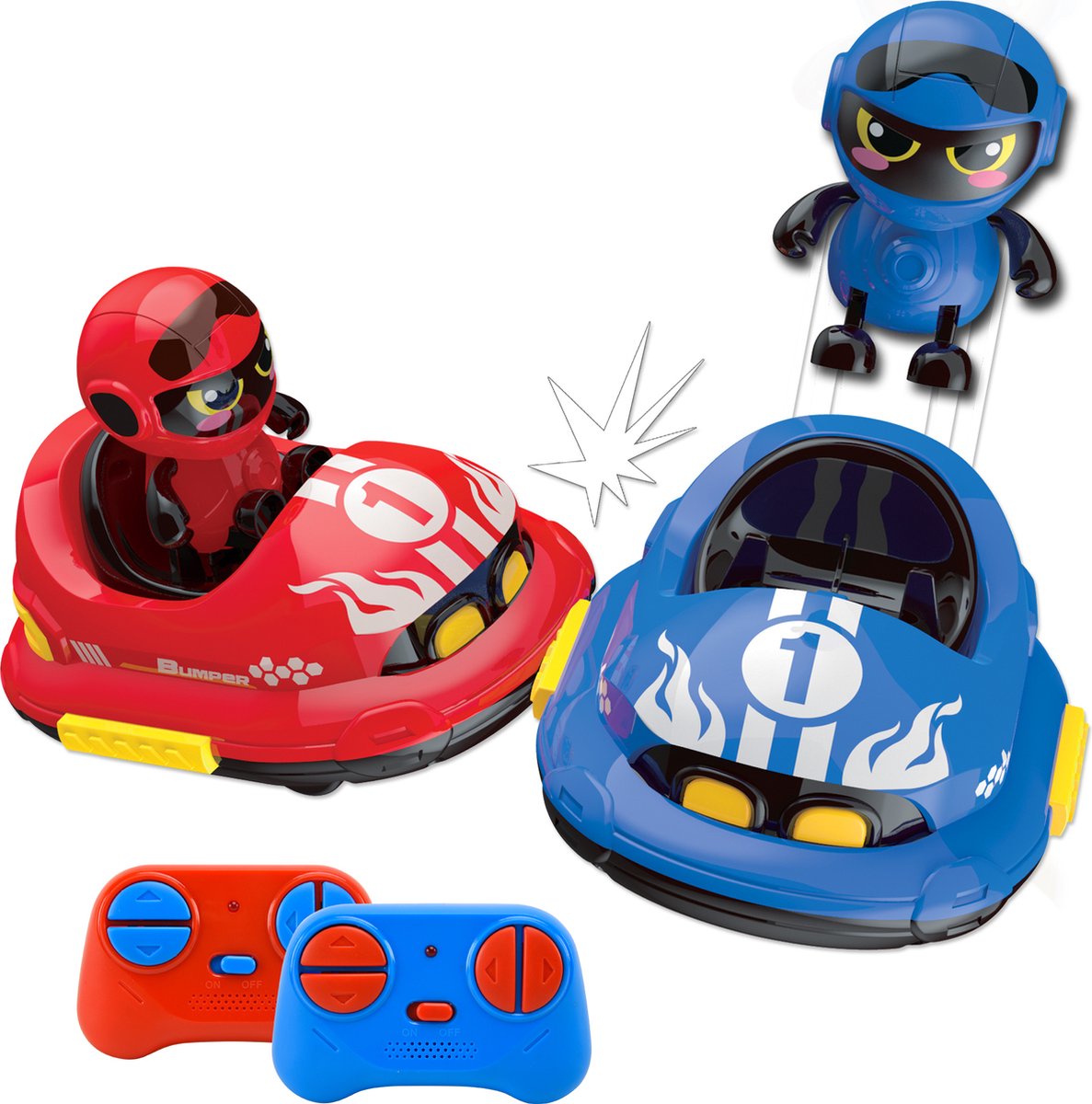 Gear2Play rc crazy bumper cars duoset - bestuurbare bumpercars - ga een botsduel aan!