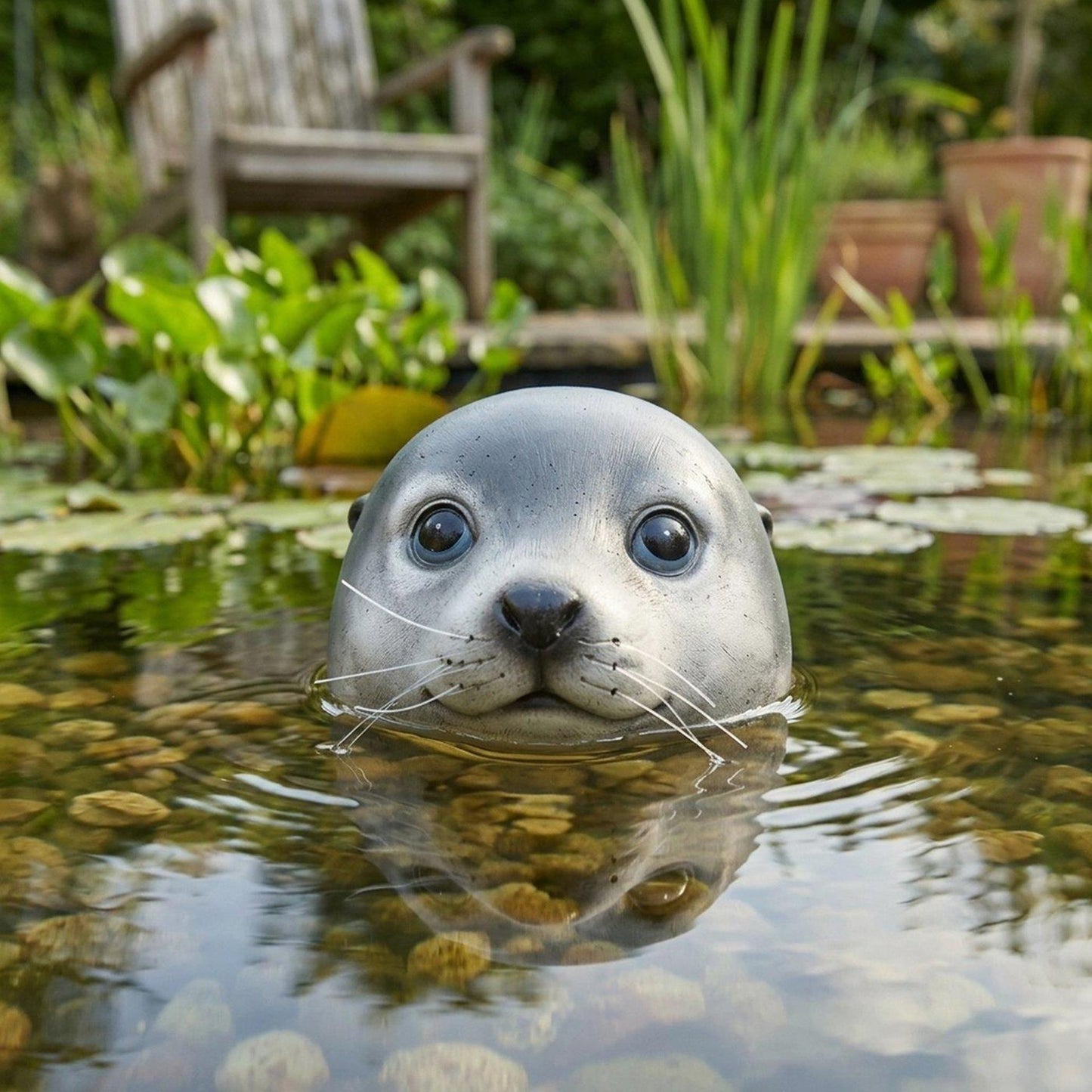 Boltze Home Drijvende zeehond poggy h7cm grijs
