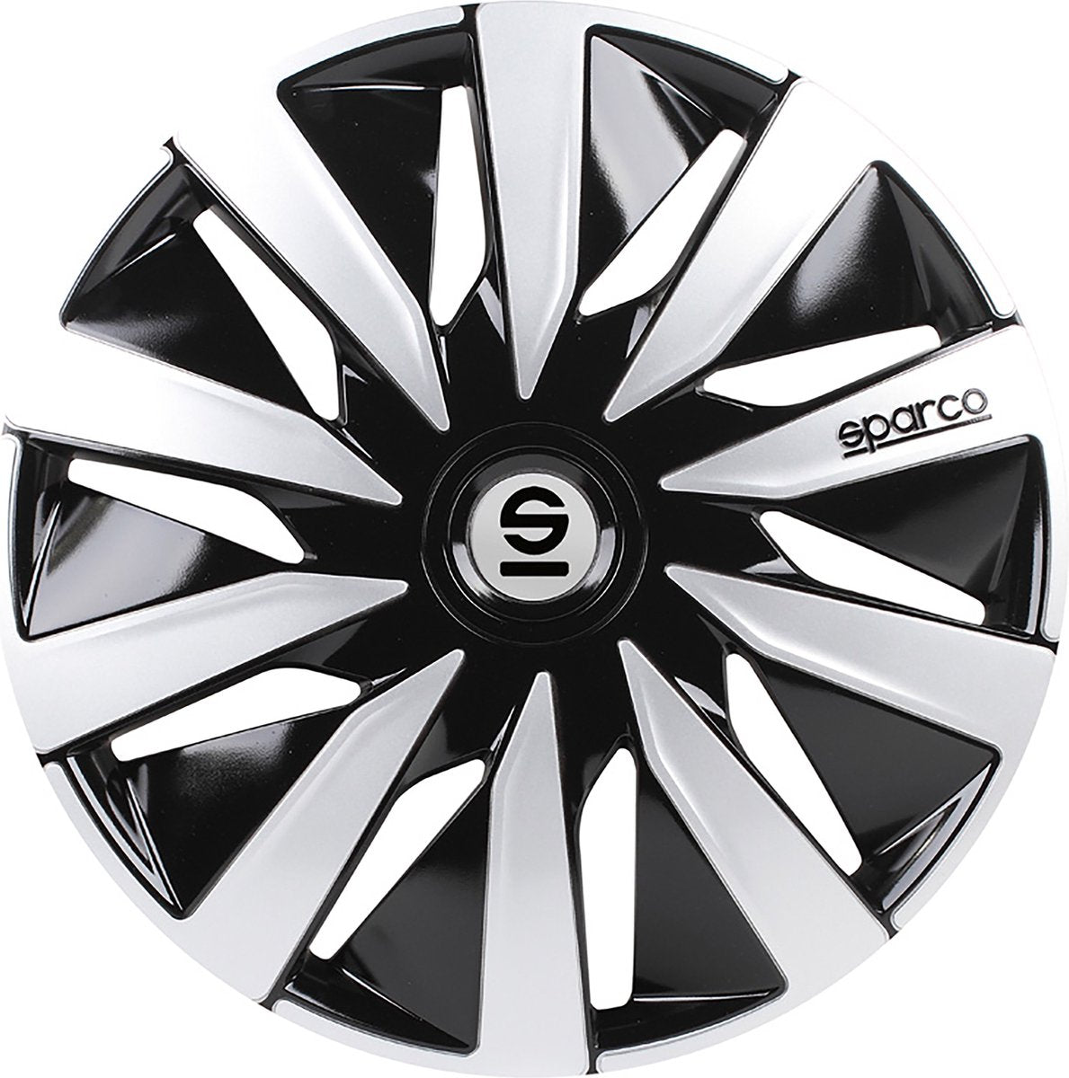 SPARCO wieldoppen lazio 13 inch zwart zilver - 4 stuks