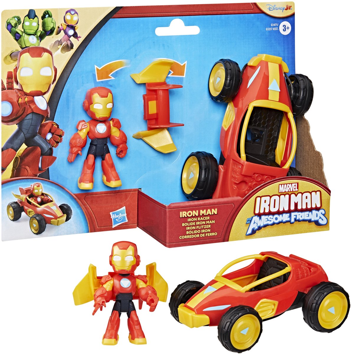 Hasbro Marvel iron man and his awesome friends iron racer, actiefiguur en speelgoedvoertuig