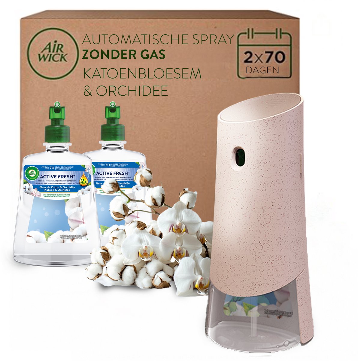 Air Wick - active fresh luchtverfrisser starter kit fris linnen + 2 navullingen
