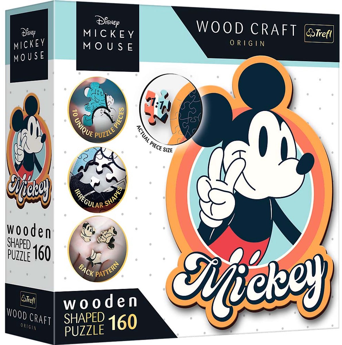 Trefl - puzzels - 160 houten puzzels - retro mickey mouse disney mickey mouse en vrienden fsc mix 70%