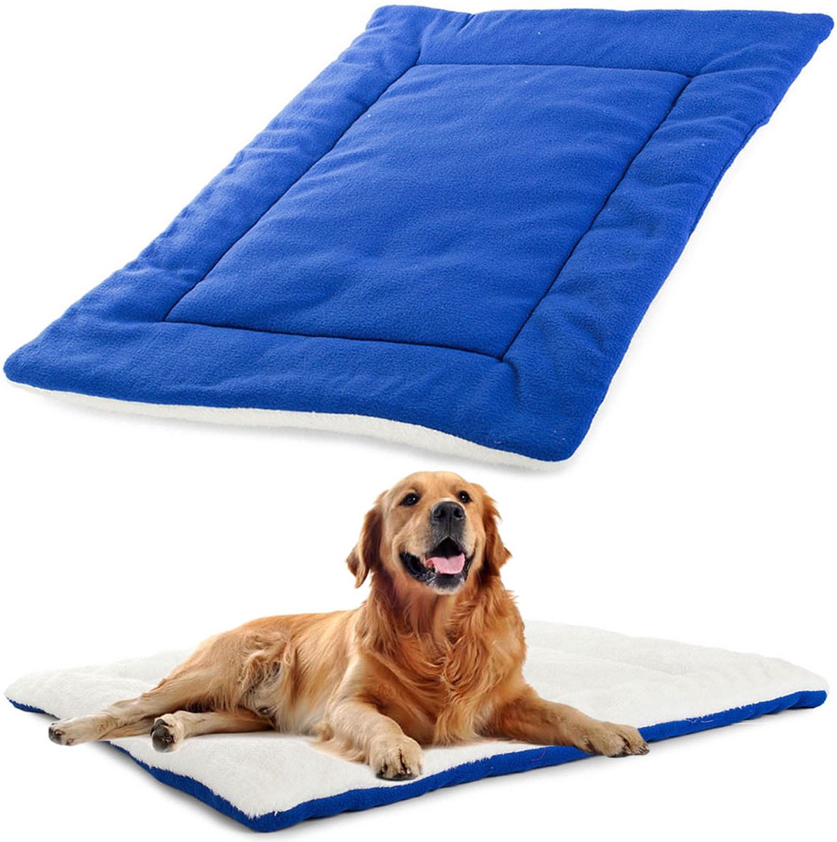 Merkloos Sans Marque Stoffen mat voor honden, hondenmand 70x53cm - blauw - zeer comfortabel en aangenaam om aan te raken