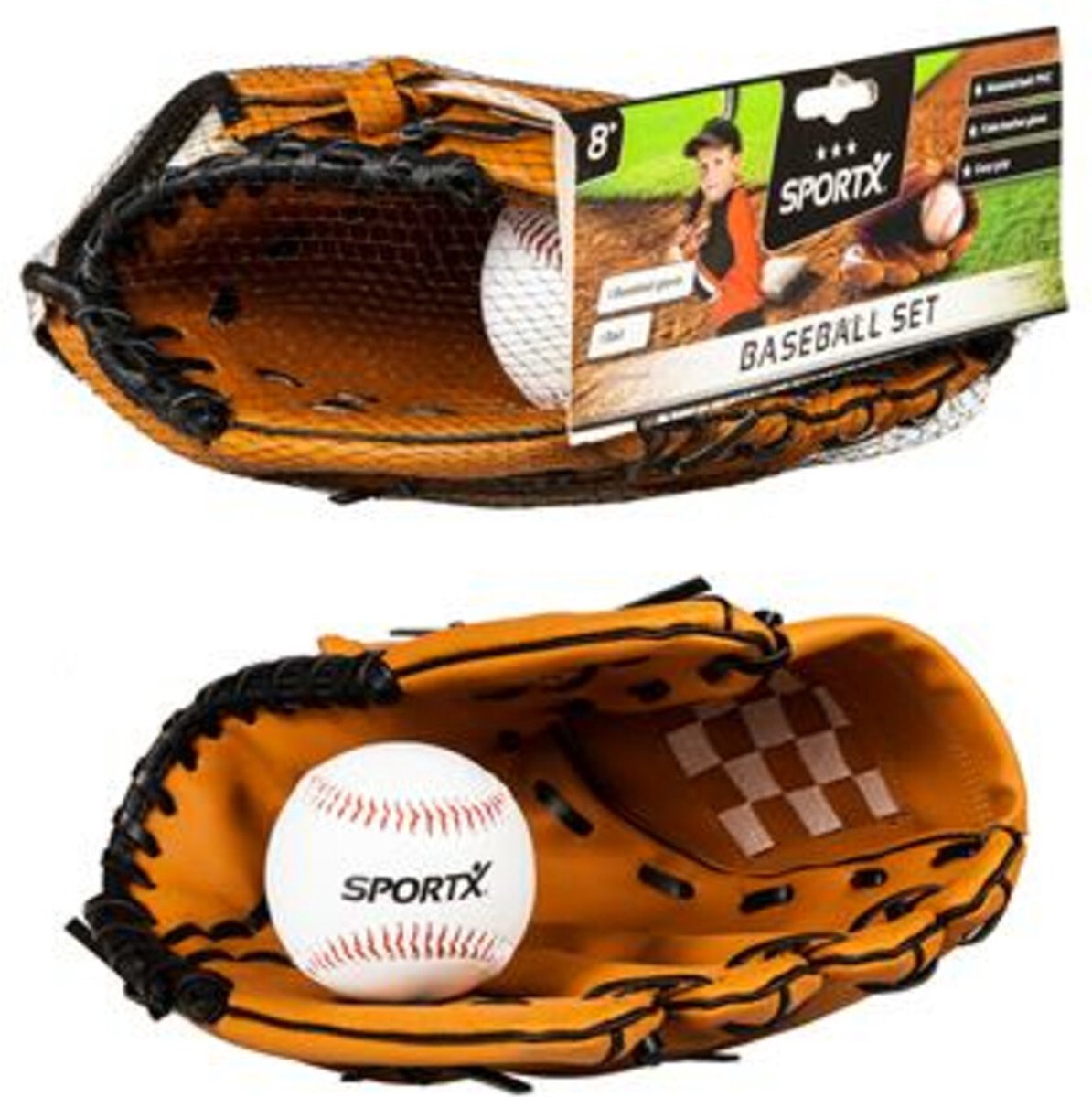 SportX honkbal handschoen met bal