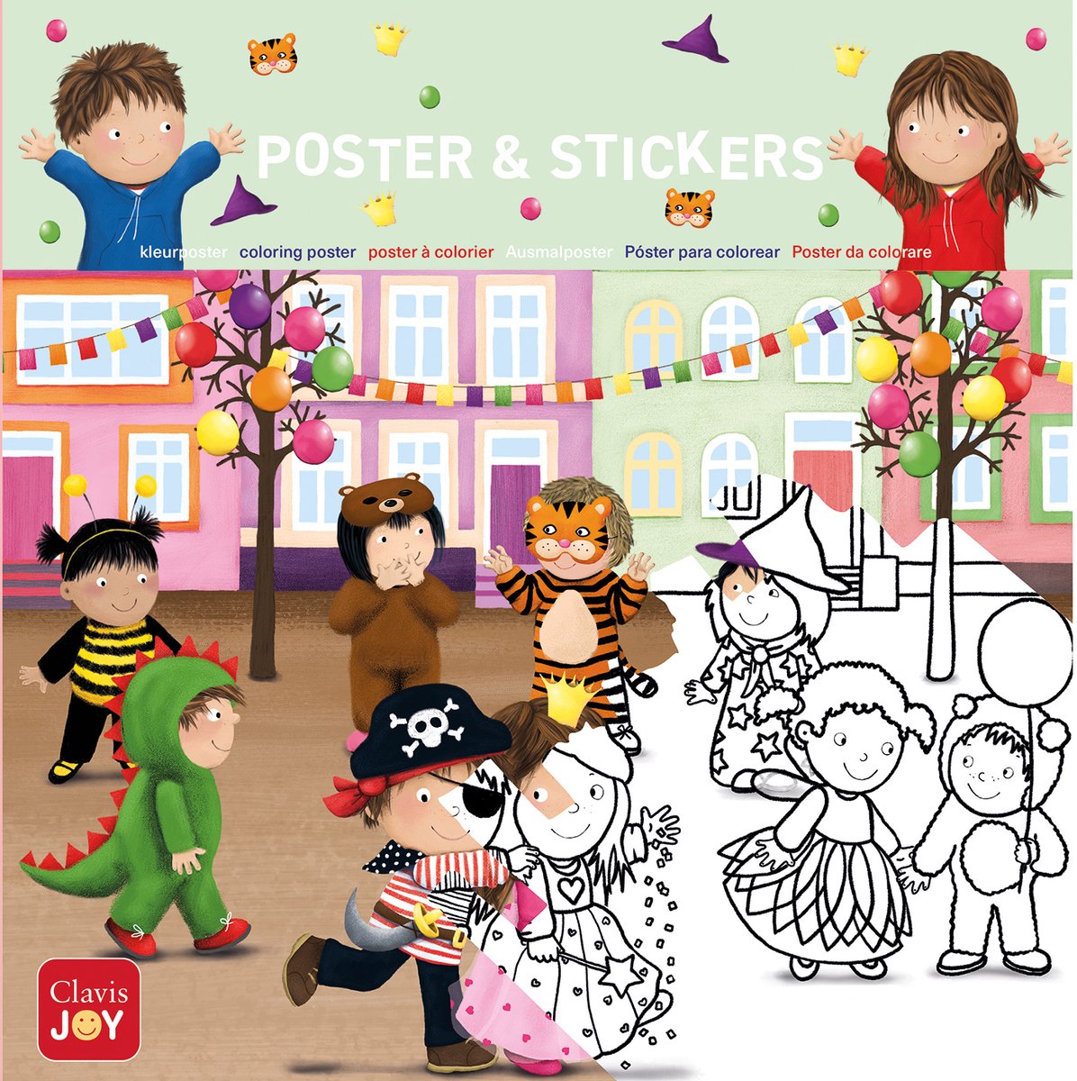 Clavis Joy Kleurposter luuk en lotje. het is carnaval