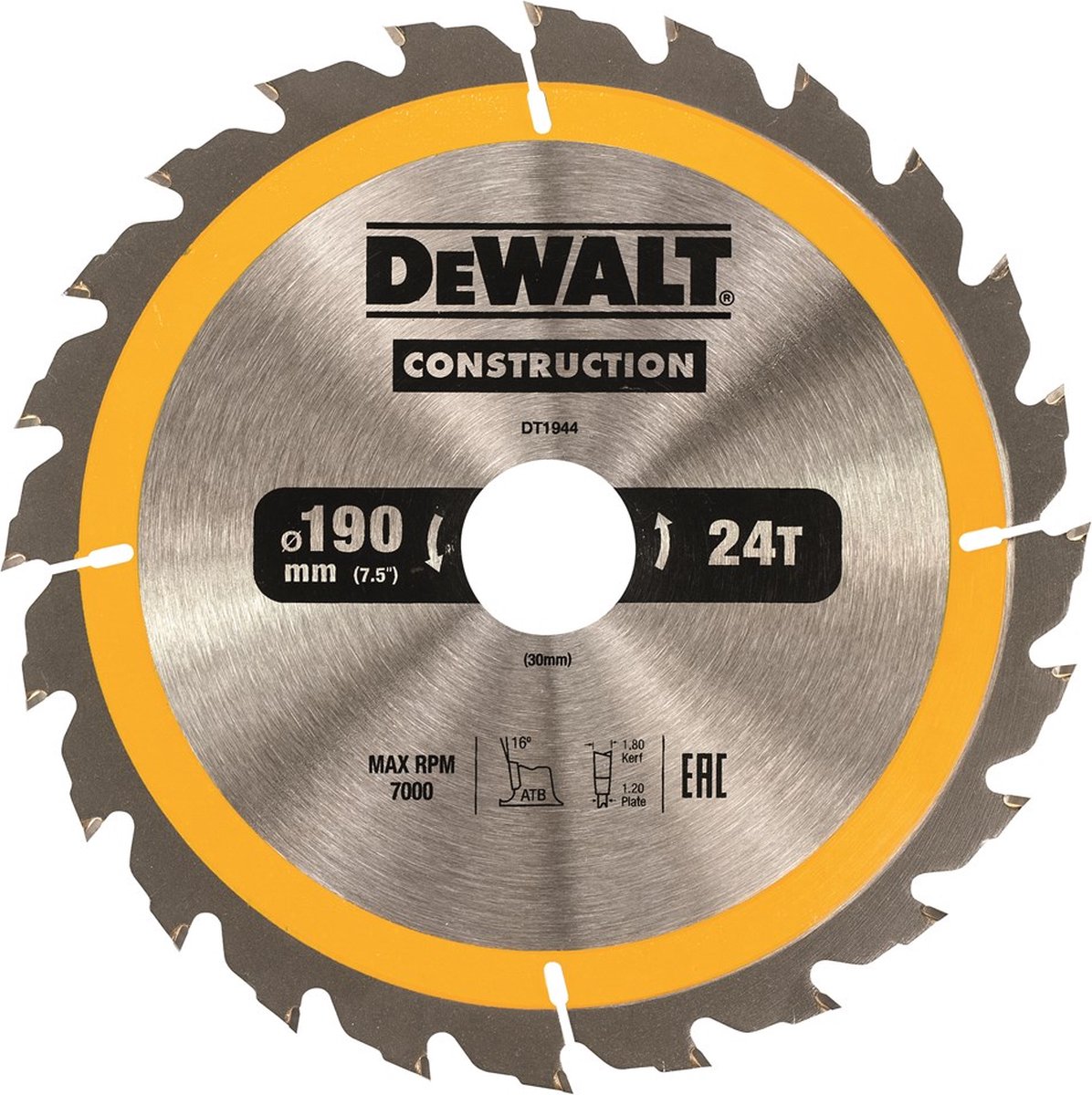 DeWalt serie - houtzaagblad - 190mm - 24 tanden - anti-stick