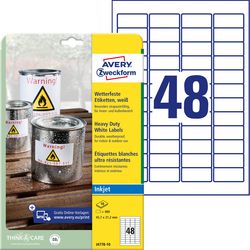 Waterbestendige folie-etiketten Avery Zweckform J4778-10 Polyester Wit