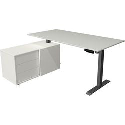 Zit-sta-bureau Kerkmann 10216611 Melamine; staal Antraciet; Lichtgrijs