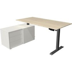 Zit-sta-bureau Kerkmann 10216750 Melamine; staal Antraciet; esdoorn