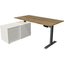 Zit-sta-bureau Kerkmann 10217055 Melamine; staal Antraciet; Eiken