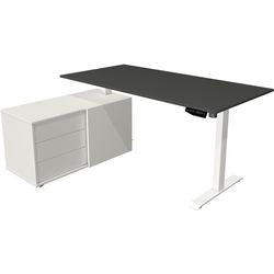 Zit-sta-bureau Kerkmann 10216313 Melamine; staal Antraciet; Wit