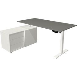 Zit-sta-bureau Kerkmann 10216212 Melamine; staal Wit; Grafiet