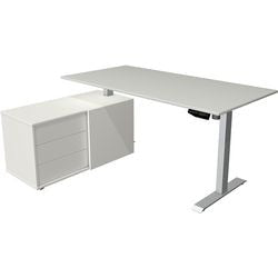 Zit-sta-bureau Kerkmann 10221011 Melamine; staal Lichtgrijs; Zilver