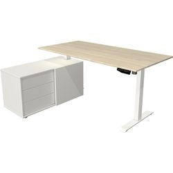 Zit-sta-bureau Kerkmann 10216150 Melamine; staal Esdoorn; Wit