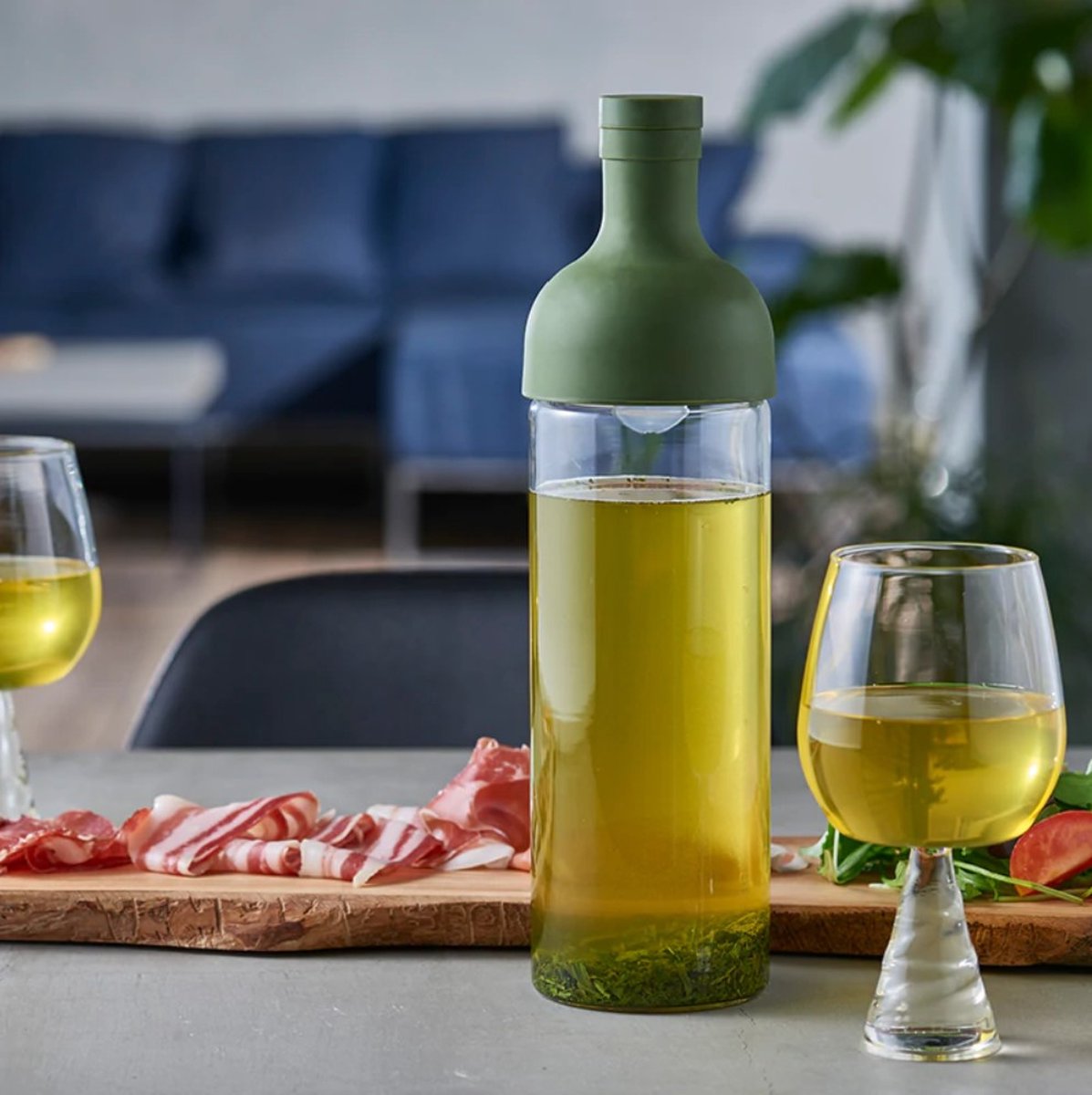 HARIO filter in bottle ice tea fles olijfgroen 750ml