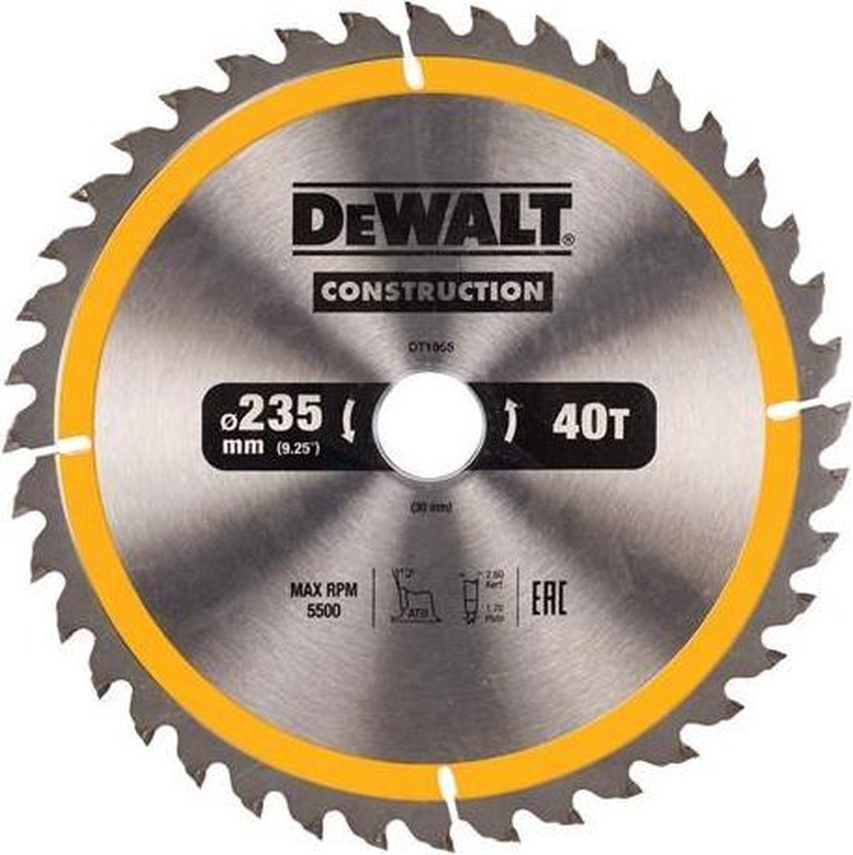 DeWalt dt1955 cirkelzaagblad - 235 x 30 x 40t - hout en non-ferro metalen