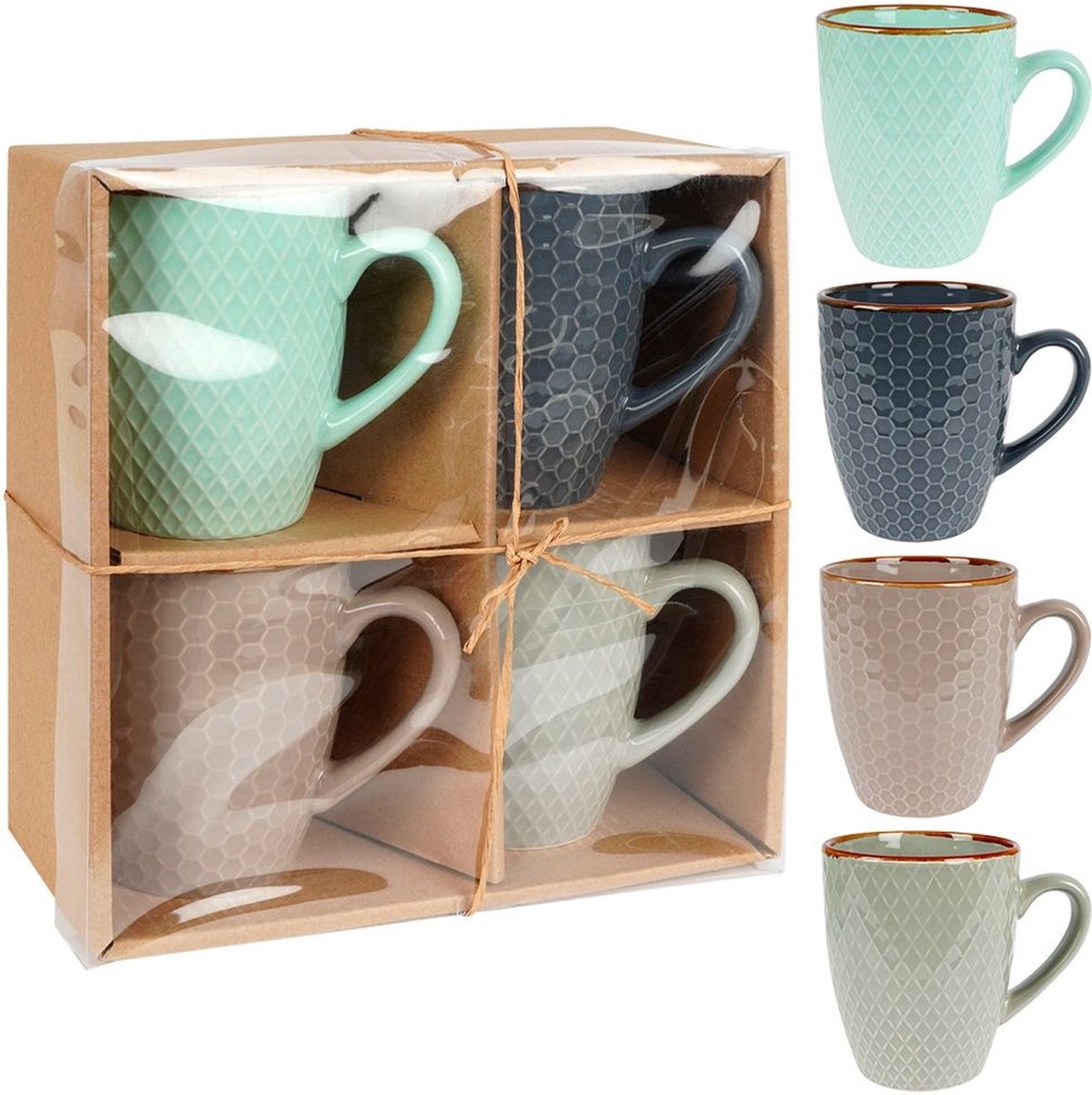 Vilde Mokken keramiek 270 ml 4 stuks - set - bekers - koffiebekers - kopjes - koffiemok