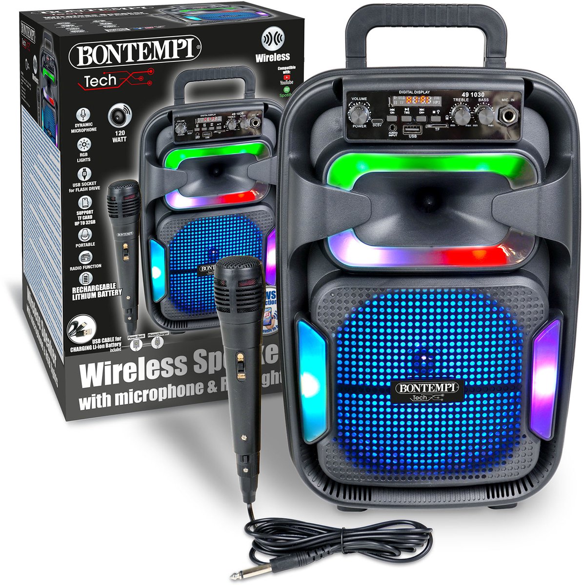 Bontempi Spa Bontempi - draadloze soundbox met microfoon en lichteffecten - luidspreker - karaoke