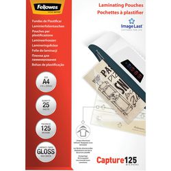 Lamineerhoezen Fellowes 5396301 125 micron Transparant Pak van 25