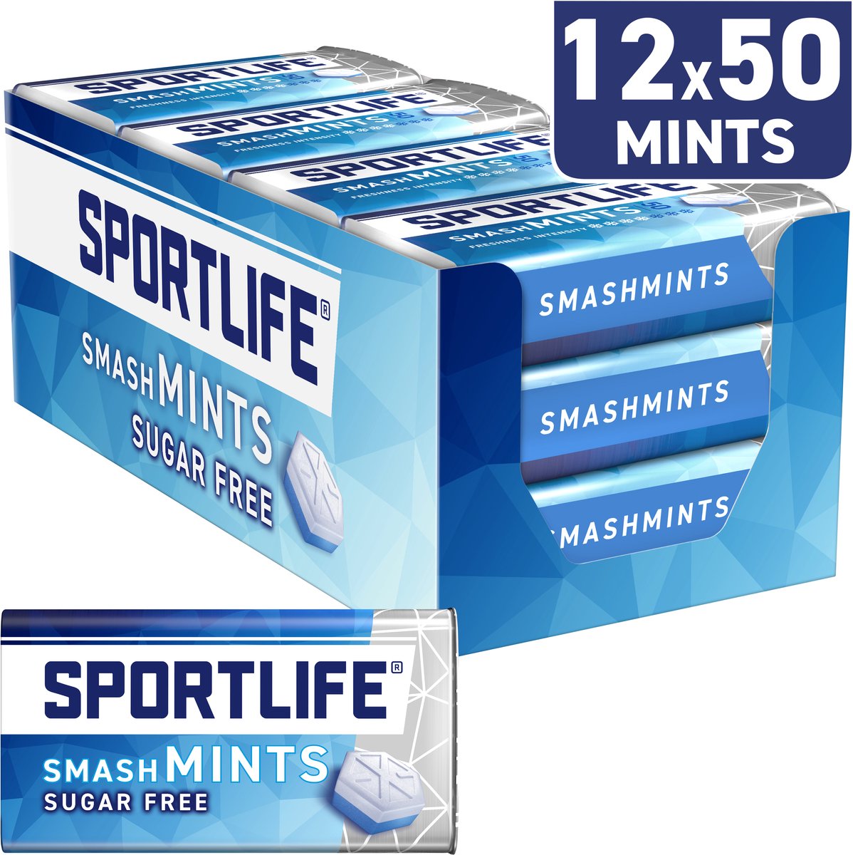 Sportlife mints smash mint - frisse suikervrije mints - 12x35g