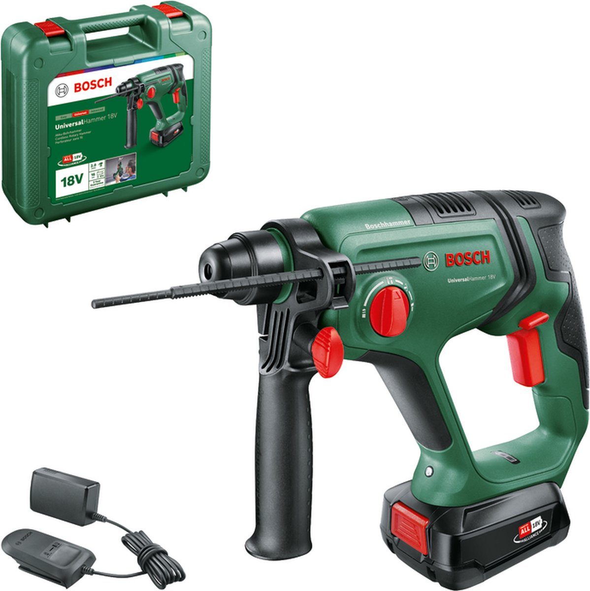 Bosch Universalhammer 18v | 2.0 j | 2.5 ah accu + oplader | in transportkoffer