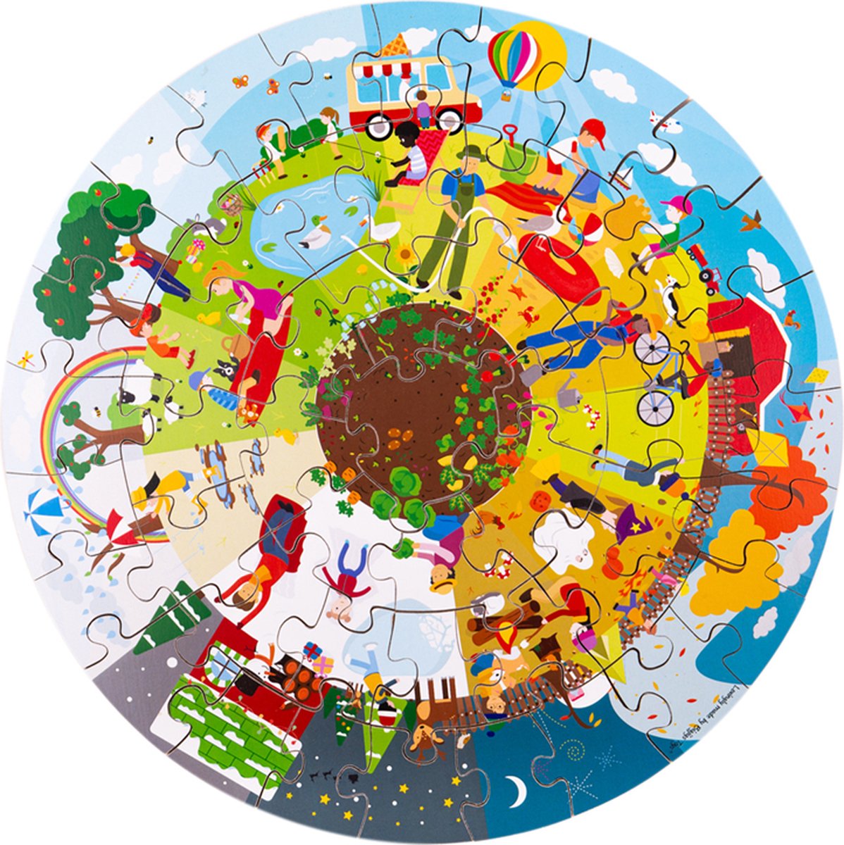 BIGJIGS vier seizoenen ronde vloerpuzzel.