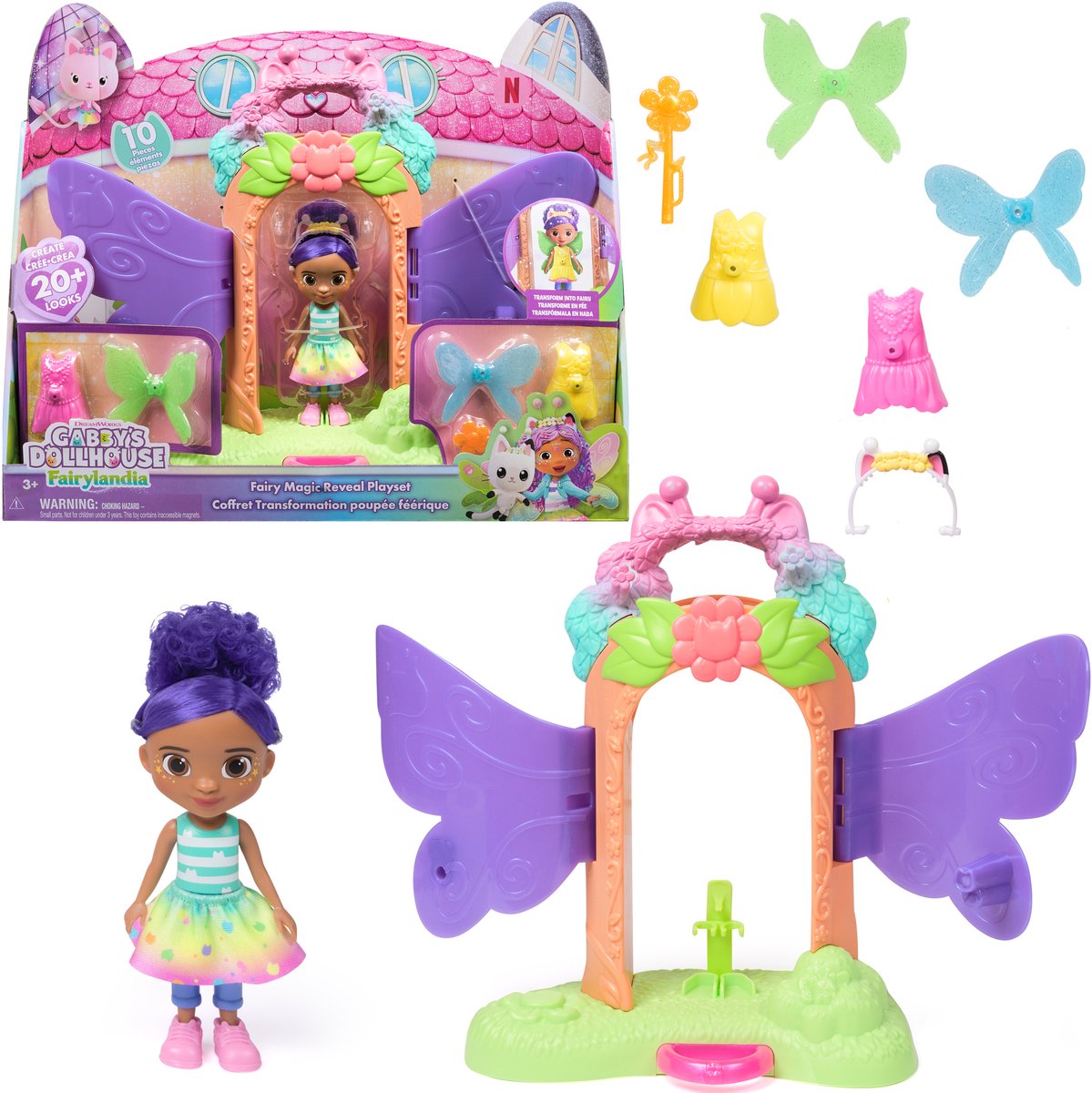 Gabby's Poppenhuis feeënlandia - magische onthulling speelset met transformeerfunctie accessoires