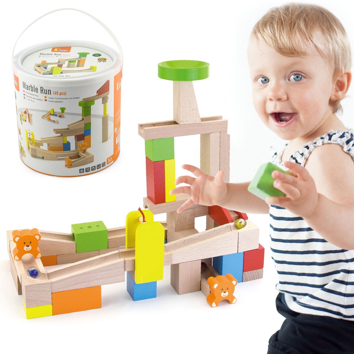 Vigatoys Viga toys knikkerbaan bouwpakket 49-delig