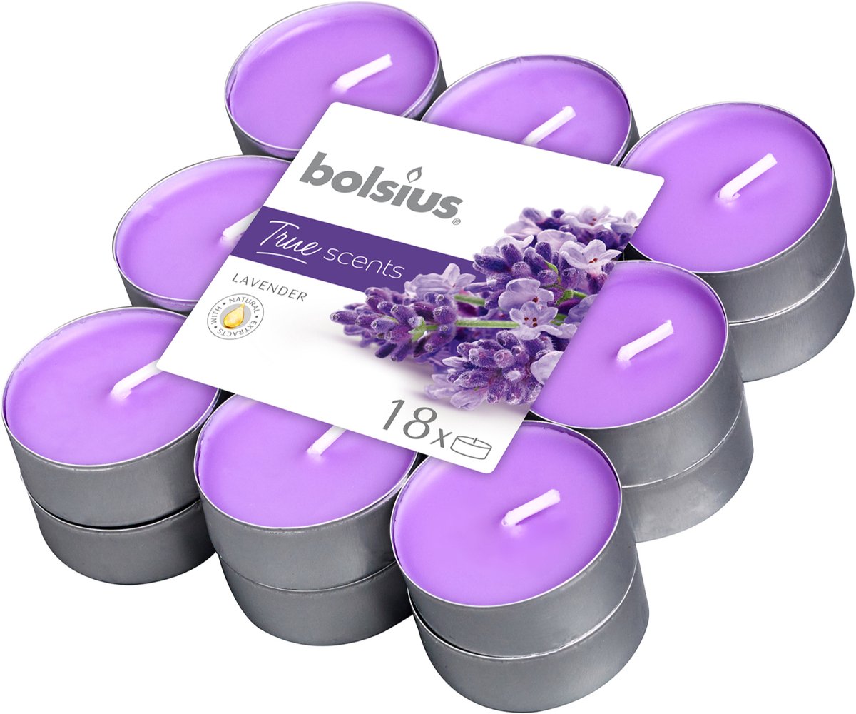 Bolsius geurtheelicht - true scents - lavender - 18 stuks