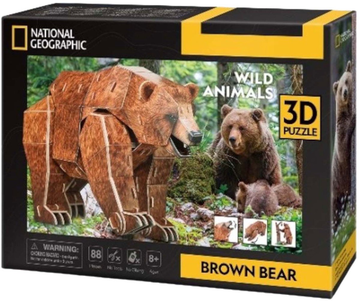 Cubic Fun national geographic 3d-puzzel bruine beer - 88 stukjes - 8+ jaar
