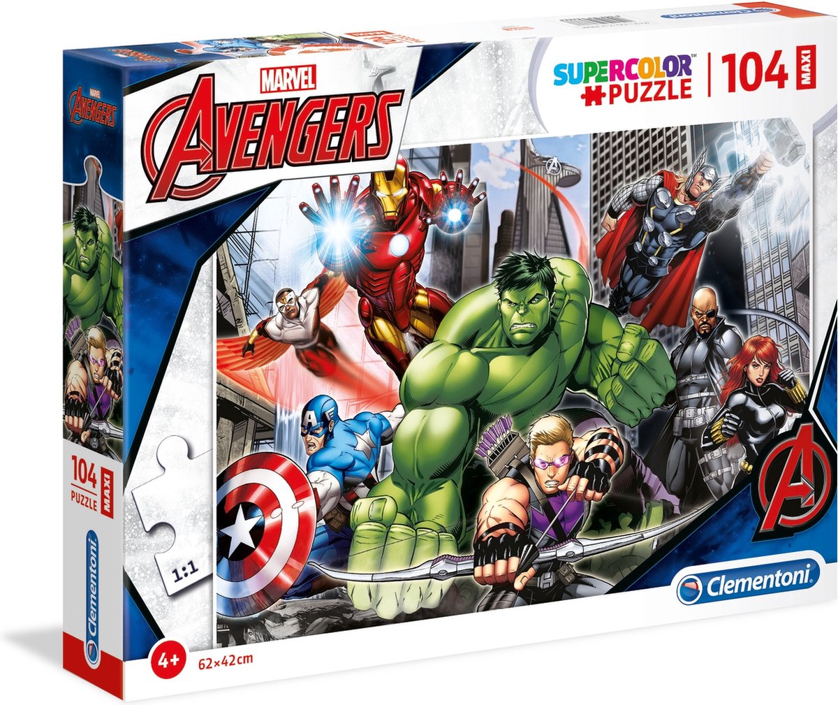 Clementoni legpuzzel super color maxi the avengers, 104st.
