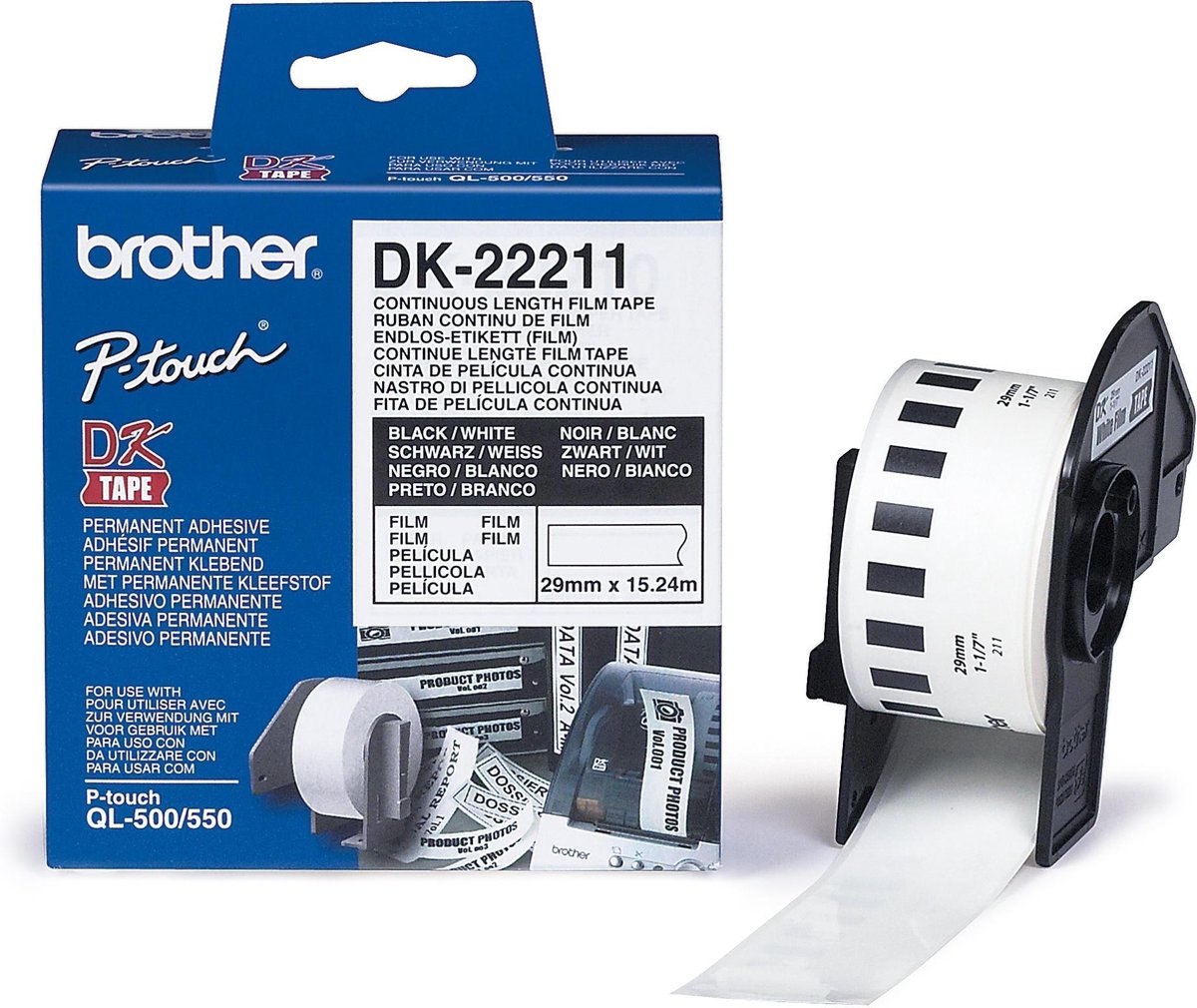 Brother Dk-22211 continue length tape: 29mm - durable film - white (15.24m)